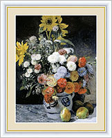 陶器の花瓶と花 