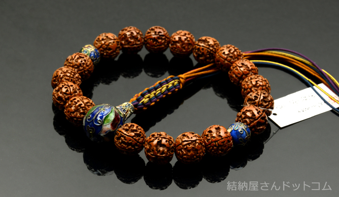 高級京念珠【喜芳工房】(限定品)金剛菩提樹 七宝焼き仕立 18珠 十本組房・紐房(桐箱付)