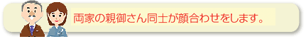 両家の親御さん同士が顔合わせをします。