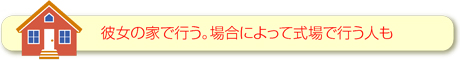 彼女の家で行う。場合によっては式場で行う人も