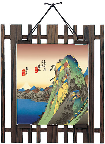 焼杉格子色紙掛(四角)