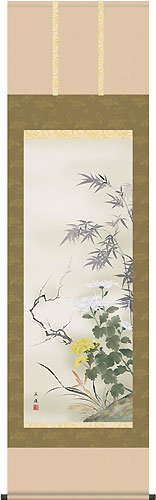 【返品不可】 花鳥の掛け軸 田中広遠作 四君子 絵画