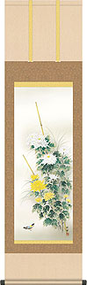 菊花に小鳥