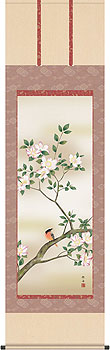 山茶花に小鳥