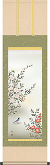 山茶花に小鳥
