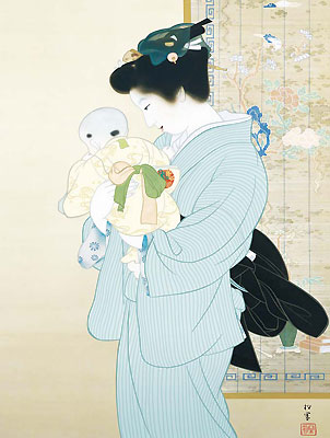 上村松園作 日本の名画 母子