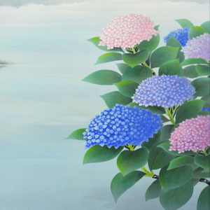 佐藤眉山作 紫陽花山水