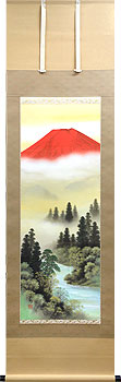 長柄宗則作 赤富士山水
